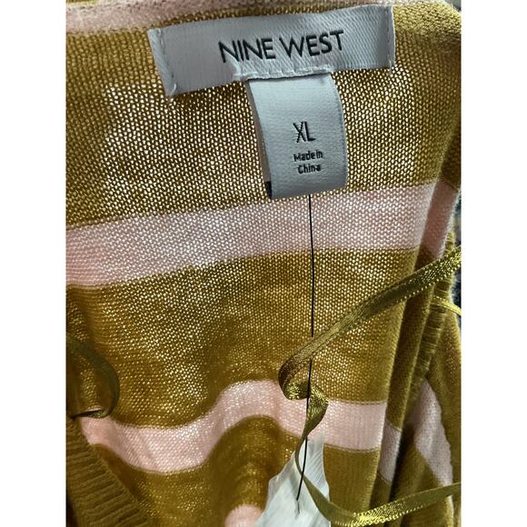 Nine West Green Striped Cotton Pullover Sweater - Women's XL - Picture 3 of 4